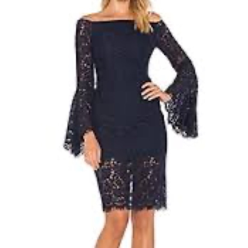Bardot Solange Lace Navy Cocktail Evening Dress US 4/XS